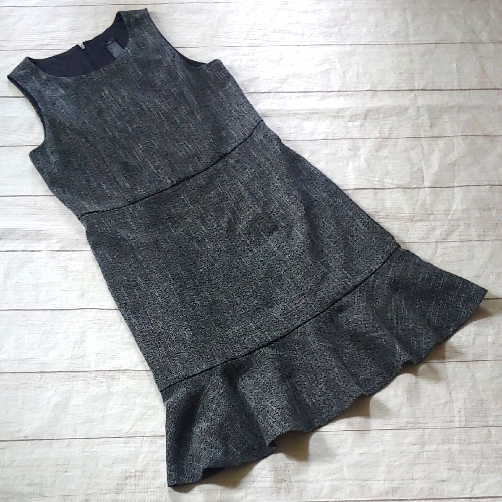 Ann Taylor Factory Tweed Dress With Ruffle Hem